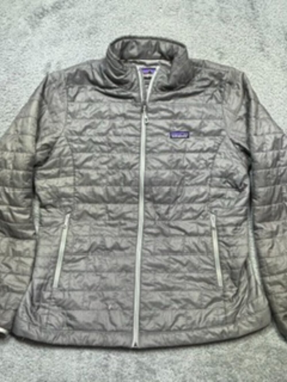 Patagonia Jacket Women XL Gray Nano Puff Full-Zip Quilted Primaloft 84217 *HOLES